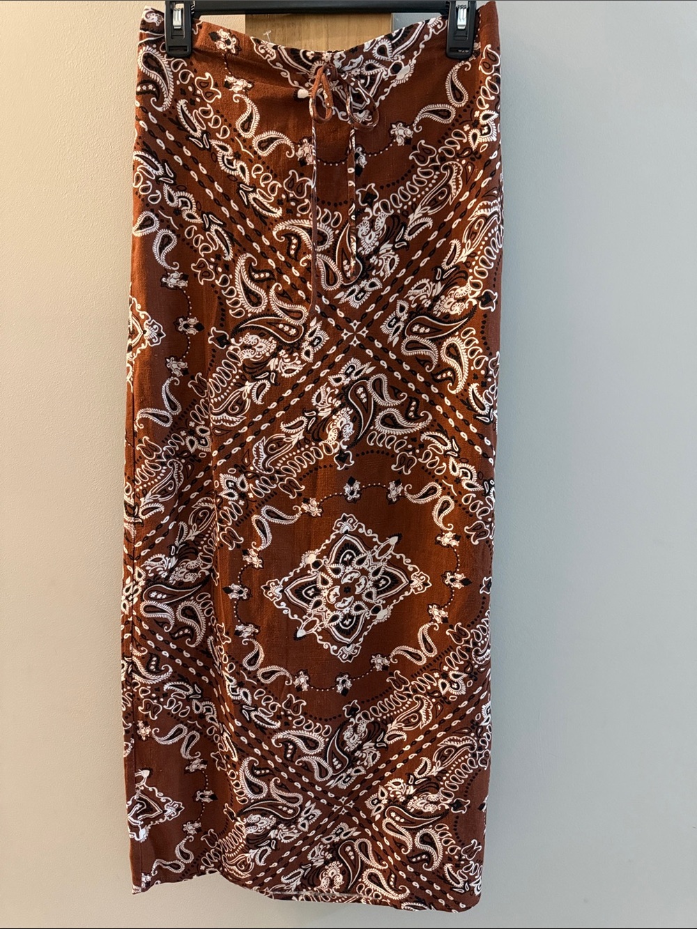 Sincerely Jules Brown and White Bandana-Print Maxi Skirt, M, NWTs